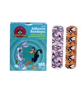 Derma Sciences Adhesive Strip Stat Strip Plastic 3/4 X 3 Inch Rectangle Looney Tunes / Bugs and Daffy
