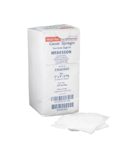 McKesson Sponge Dressing Medi-Pak™ Performance Cotton Gauze 8-Ply 3" X 3" Square