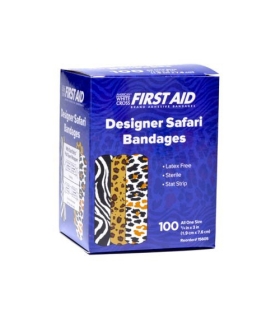 Dukal Adhesive Strip Stat Strip® .75 x 3" Plastic Rectangle Kid Design (Designer Safari) Sterile