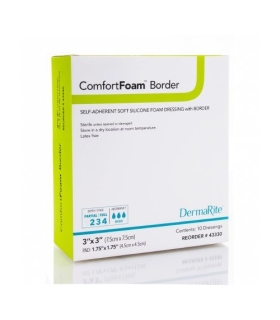 Dermarite Silicone Foam Dressing ComfortFoam™ Border 3 X 3 Inch Square Adhesive with Border Sterile