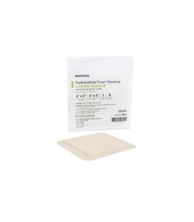 McKesson Foam Dressing Silicone 6" x 6" Square Adhesive 4" x 4" Pad Sterile