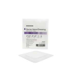 McKesson Composite Barrier Island Dressing Water Resistant 4" x 4" Polypropylene / Rayon 2" x 2" Pad Sterile