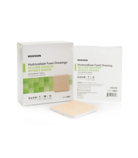 McKesson Silicone Foam Dressing 4 x 4" Square Silicone Gel Adhesive without Border Sterile
