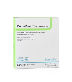 Dermarite Foam Dressing DermaFoam® Tracheostomy 3-1/2 x 3-1/2" Fenestrated Square Non-Adhesive without Border Sterile