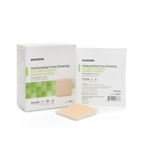 McKesson Silicone Foam Dressing 3 x 3" Square Silicone Gel Adhesive without Border Sterile