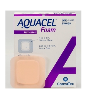 Convatec Silicone Foam Dressing Aquacel 4 X 4 Inch Square Silicone Adhesive with Border Sterile
