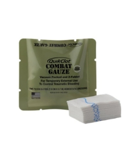 Z-Medica X-Ray Detectable Gauze Sponge QuikClot Combat Gauze® NonWoven Gauze / Kaolin 1-Ply 3 Inch X 4 Yard Strip Sterile