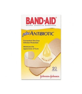 Johnson & Johnson Adhesive Strip Band-Aid® Plus Antibiotic Plastic Assorted Colors Sizes Tan Sterile
