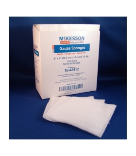 McKesson Sponge Dressing Medi-Pak™ Performance Plus Cotton Gauze 12-Ply 4" X 4" Square