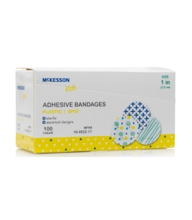 McKesson - Adhesive Spot Bandage Kids 1 Inch Plastic Round Kid Design (Assorted Print) Sterile