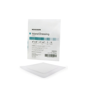 McKesson Adhesive Island Dressing 6" x 6" Polypropylene / Rayon Square 4" x 4" Pad White Sterile