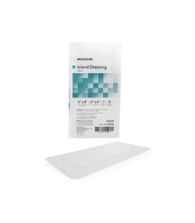 McKesson Adhesive Island Dressing 4" x 8" Polypropylene / Rayon Rectangle 2" x 6" Pad White Sterile