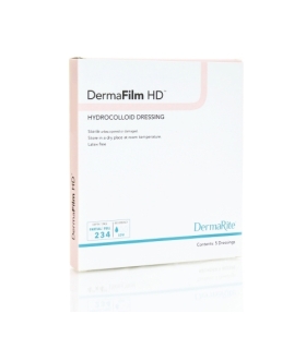 DermaRite Hydrocolloid Dressing DermaFilm 2 X 4 Inch Rectangle Sterile