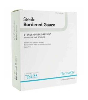Dermarite Adhesive Dressing 3.6 x 4" Gauze Square White Sterile