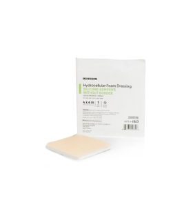 McKesson Silicone Foam Dressing 4 X 4 Inch Square Silicone Gel Adhesive without Border Sterile