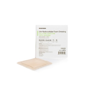 McKesson Thin Silicone Foam Dressing Lite 6 X 6 Inch Square Silicone Gel Adhesive with Border Sterile