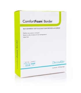 Dermarite Silicone Foam Dressing ComfortFoam™ Border 7 x 7" Square Adhesive with Border Sterile