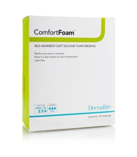Dermarite Silicone Foam Dressing ComfortFoam™ 4 x 8" Rectangle Silicone Adhesive without Border Sterile