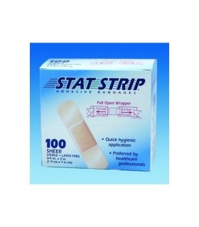 Dukal Adhesive Strip Stat Strip® 1 x 3" Plastic Rectangle Sheer Sterile