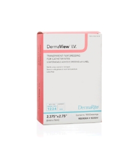 Dermarite Transparent IV Dressing DermaView™ I.V. Film / Adhesive 2.375 x 2.75" Rectangle Sterile
