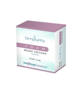 Safe N Simple Foam Dressing Simpurity™ 4 x 4" Square Non-Adhesive without Border Sterile