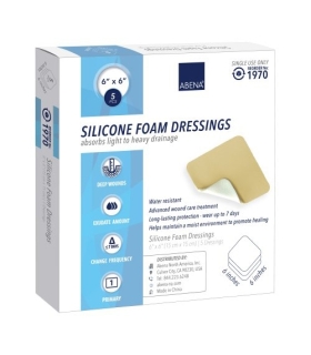 Abena Silicone Foam Dressing 6 X 6" Square Without Border