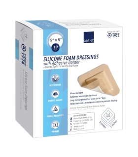 Abena Silicone Foam Dressing 5 X 5" Square Adhesive with Border