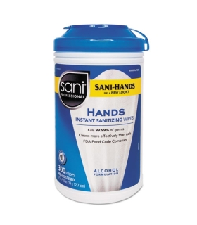 Meta title-Sani Professional Sani-Hands Instant Sanitizing Wipes, 7 1/2 x 5, 300/Canister,Medical Supply,Mfg. Part # P92084EA,Ha