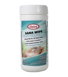 Meta title-Claire Sana-Wipe Hand Sanitizing Wipes - 6 Tubs per Case,Medical Supply,Mfg. Part # CL973,Hand Sanitizers,Sanitizing 