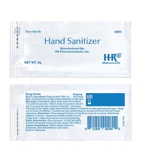 Meta title-HR Pharmaceuticals Hand Sanitizer, 3 Gram, Ethyl Alcohol, Gel, Individual Packets,Medical Supply,Mfg. Part # 290,Hand